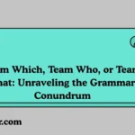 Team Which Team Who or Team That