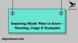 Inquiring Minds Want to Know